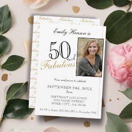 Invitación 50 y fabuloso elegante guión foto cumpleaños