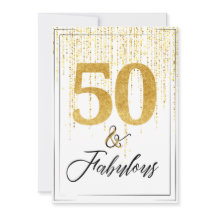 50 y fabuloso en cumpleaños Purpurina de oro