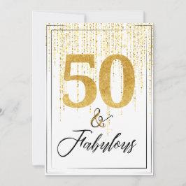 Invitación 50 y fabuloso en cumpleaños Purpurina de oro