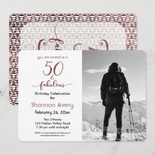 Invitación 50 y Fabuloso Fiesta con Faux Rosa Gold & Photo