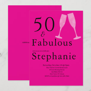 Invitación 50 y fabuloso Fiesta de cumpleaños 50 negro rosa