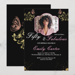Invitación 50 y Fabuloso Fiesta de Cumpleaños 50 Rosado