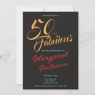 Invitación 50 y fabuloso Fiesta de cumpleaños número 50