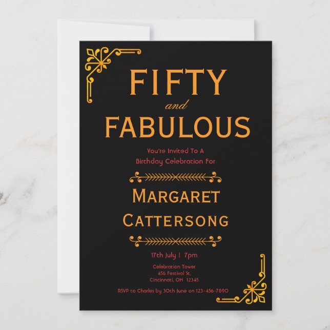 Invitación 50 y fabuloso | Fiesta de cumpleaños número 50 (Anverso)