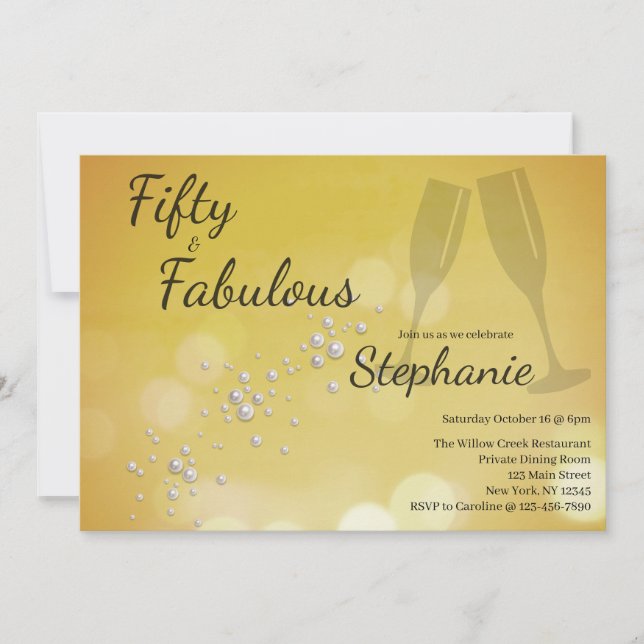 Invitación 50 y fabuloso | Fiesta de cumpleaños número 50 (Anverso)