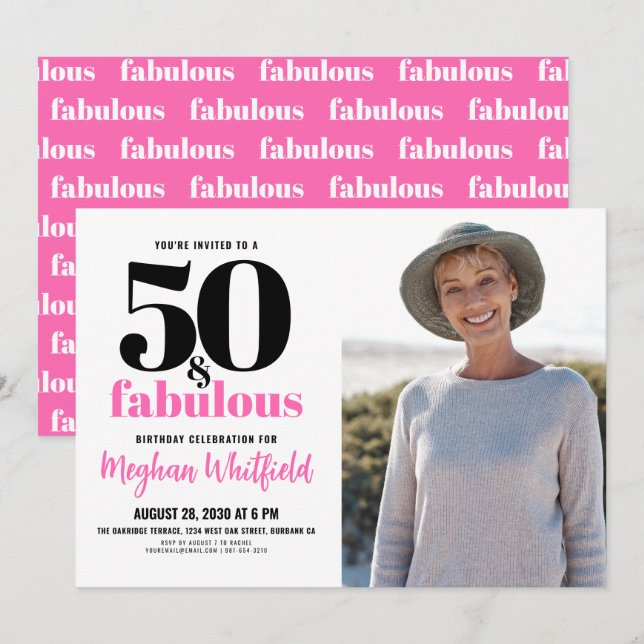 Invitación 50 y fabuloso | Fiesta de cumpleaños número 50 (Anverso / Reverso)