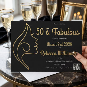 Invitación 50 y fabuloso   Fiesta fabulosa de cumpleaños núme