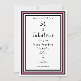 Invitación 50 y fabuloso Fiesta rosa y negro