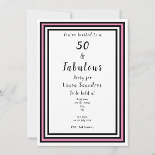 Invitación 50 y fabuloso Fiesta rosa y negro