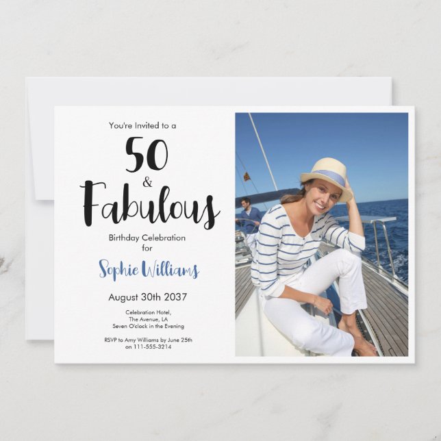 Invitación 50 y fabuloso Foto Cumpleaños 50  (Anverso)