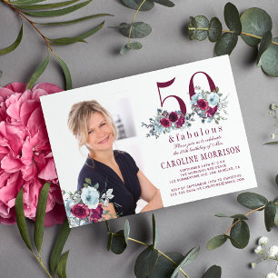 Invitación 50 y fabuloso foto elegante fiesta de cumpleaños n