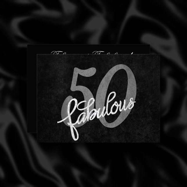 Invitación 50 y fabuloso | Gris negro y plateado (Subido por el creador)
