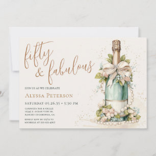 Invitación 50 y fabuloso guión de oro Cumpleaños 50 Fiesta