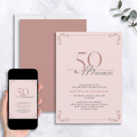 50 y fabuloso Invitati de cumpleaños rosado y negr