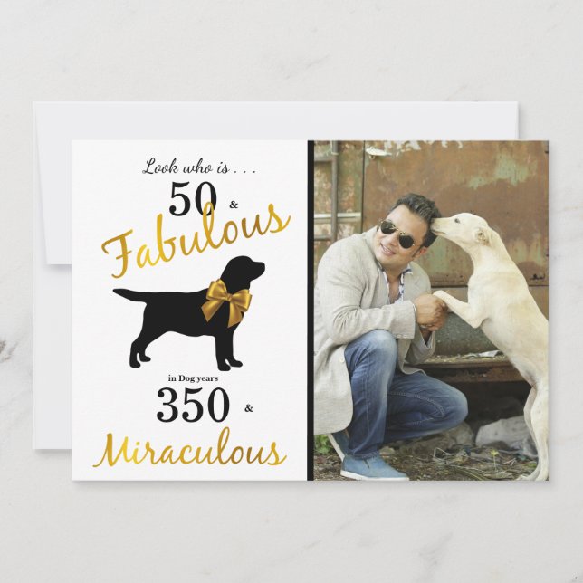 Invitación 50 y fabuloso - Labrador Negro - Años de perro de  (Anverso)