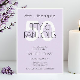 Invitación 50 y fabuloso Modern Purple Fifty Birthday Party