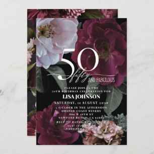 Invitación 50 y Fabuloso Moody Moody Borgoña Rosa
