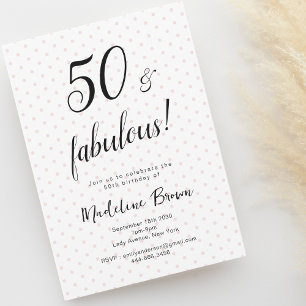 Invitación 50 y fabuloso negro rosado 50 cumpleaños