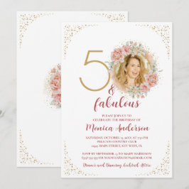 Invitación 50 y fabuloso nombre de Purpurina de fiesta de cum