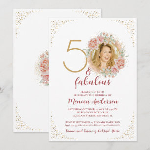 Invitación 50 y fabuloso nombre de Purpurina de fiesta de cum