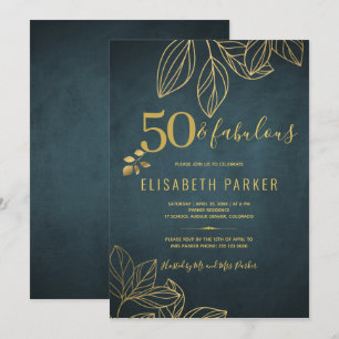 Invitación 50 y fabuloso oro marina cumpleaños 50