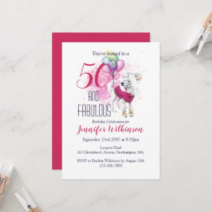 Invitación 50 y Fabuloso Perro Fluffy Rosa