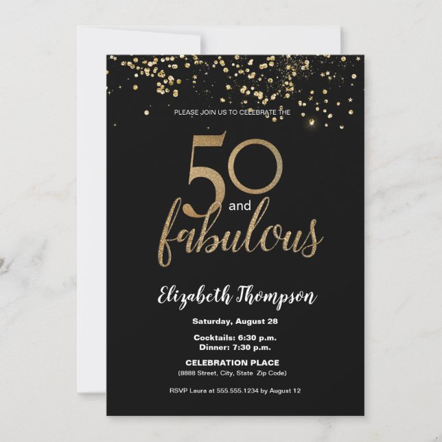 Invitación 50 y fabuloso Personalizado de 50 años (Anverso)