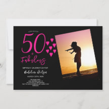 50 y fabuloso Photo Pink Black Hearts 50