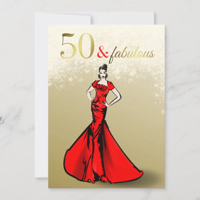 Invitación 50 y fabuloso Purpurina de cumpleaños 50 (Anverso)