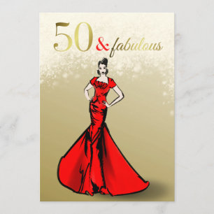 Invitación 50 y fabuloso Purpurina de cumpleaños 50
