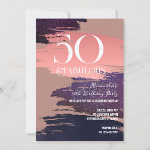 Invitación 50 y fabuloso rosa dorado abstracto cumpleaños 50