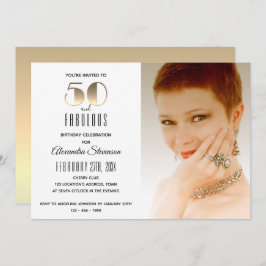 Invitación 50 y fabuloso simple elegante oro 50 cumpleaños