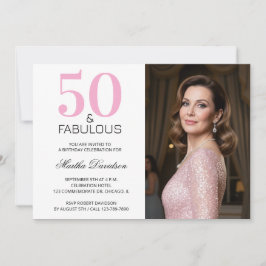 Invitación 50 y Fabulosos Cumpleaños 50 Rosado