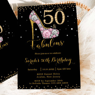 Invitación 50 y fabulosos diamantes de alto talón 50 cumpleañ