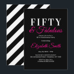 Invitación 50 y Fabulosos Elegante Rosa Caliente Cumpleaños 5<br><div class="desc">Cincuenta y fabuloso,  un diseño elegante rosa caliente,  una excelente manera de celebrar un cumpleaños 50 en estilo</div>