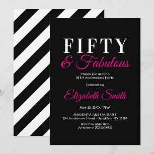 Invitación 50 y Fabulosos Elegante Rosa Caliente Cumpleaños 5