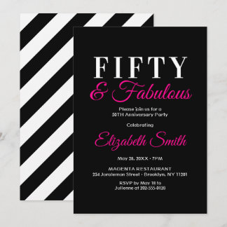 Invitación 50 y Fabulosos Elegante Rosa Caliente Cumpleaños 5