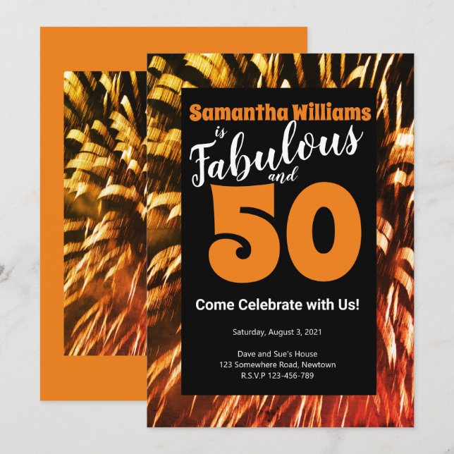 Invitación 50 y fabulosos fuegos artificiales del Naranja de  (Anverso / Reverso)