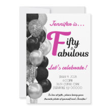 50 y fabulosos globos rosados y negros de cumpleañ