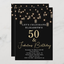 50 y Fabulous Black with String Lights