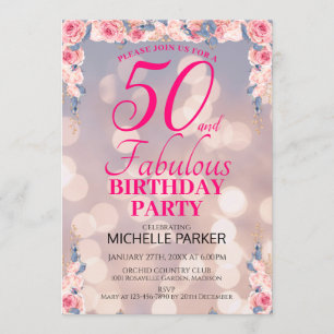 Invitación 50 y Fabulous Elegant 50th Birthday Party