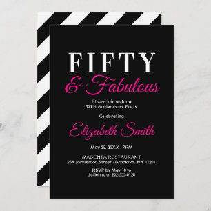 Invitación 50 y Fabulous Elegant Hot Pink 50 cumpleaños