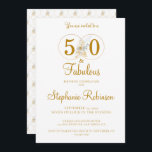 Invitación 50 y Fabulous Gold 50th Birthday Party<br><div class="desc">Celebra tu 50 cumpleaños con estilo. Una hermosa, dorada floral y moderna invitación a los 50 años que puedes personalizar y enviar para tu fiesta de cincuentenario. Las palabras "50 and Fabulous" se utilizan en la tipografía popular. El patrón dorado circular floral ofrece un bonito diseño en la parte posterior...</div>