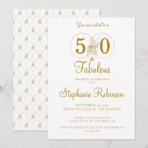 Invitación 50 y Fabulous Gold 50th Birthday Party