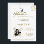 Invitación 50 y Fabulous Gold Purpurina Photo 50th Birthday<br><div class="desc">50 y Fabulous Gold Purpurina Photo 50th Birthday Party Invitation. El diseño tiene falsos puntos purpurinas de oro y el dicho 50 y fabuloso está en escritura moderna. Haz una invitación de cumpleaños número 50 con una foto.</div>