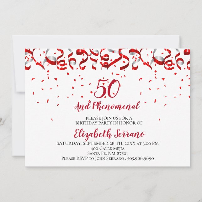 Invitación 50 Y Fenomenal Cumpleaños (Anverso)