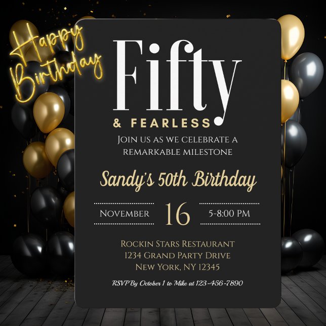 Invitación 50 y intrépido cumpleaños elegante Personalizado n (Subido por el creador)