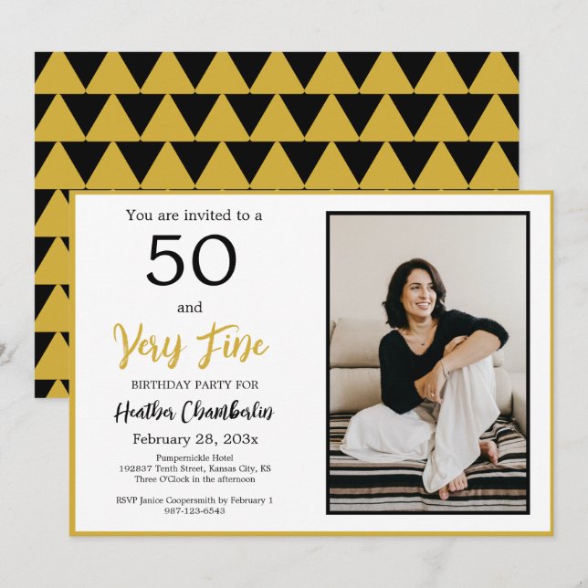 Invitación 50 y muy buena fiesta de cumpleaños número 50 (Anverso / Reverso)