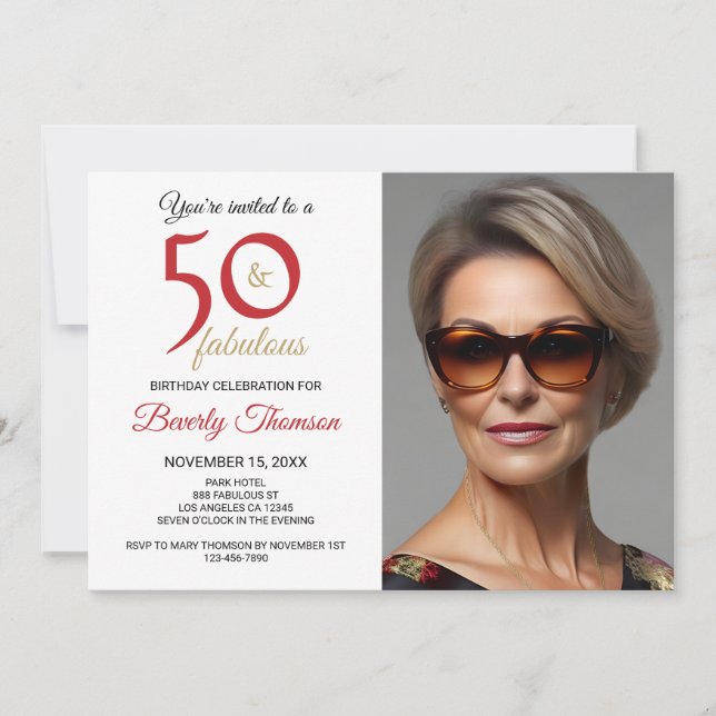 Invitación 50 y Personalizable fabuloso (Anverso)