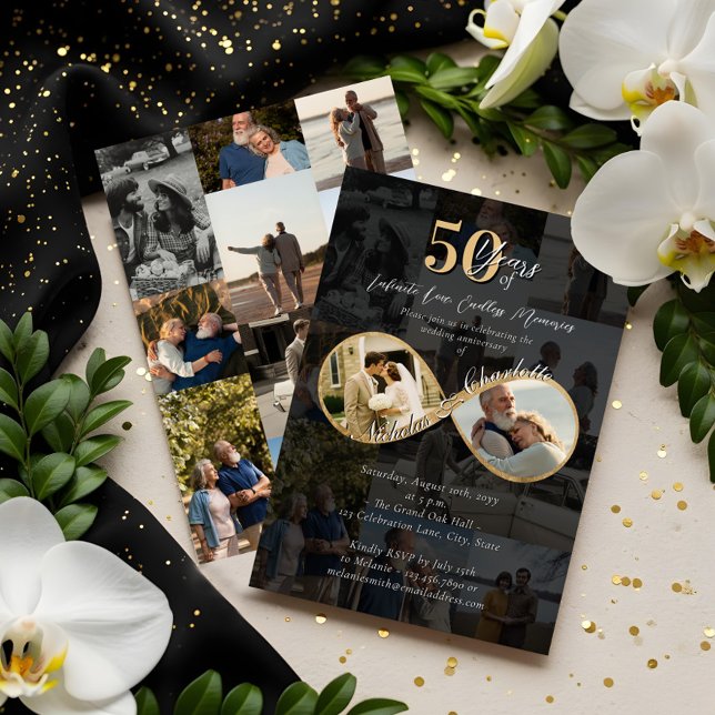Invitación 50 Years Love Infinity Photo Collage Anniversary (50 Years Love Infinity Photo Collage Anniversary Invitation)